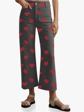 Heart pattern capris/high waters denim pants!